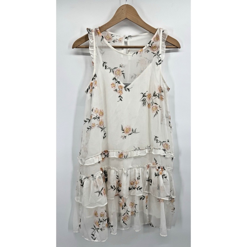 Abercrombie & Fitch XS Dress Floral Tiered Chiffon Sheer Cottage Dainty Ruffle